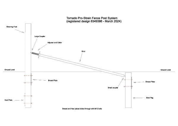 Pro-straining/turning post kit 3200 x 89 x 3mm c/w breast  & heel plate