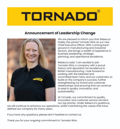 Announcement of New Leadership - Rebecca Galley