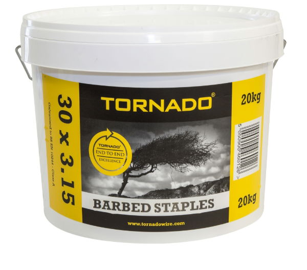 Barbed Fence Staples 30 x 3.15mm x 20kg Bucket (272 per kg)