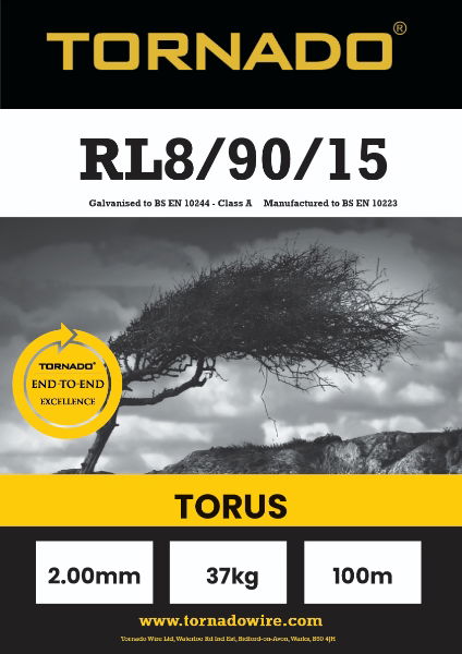 Torus Stiff Stay RL8/90/15 Light High Tensile Livestock 100m